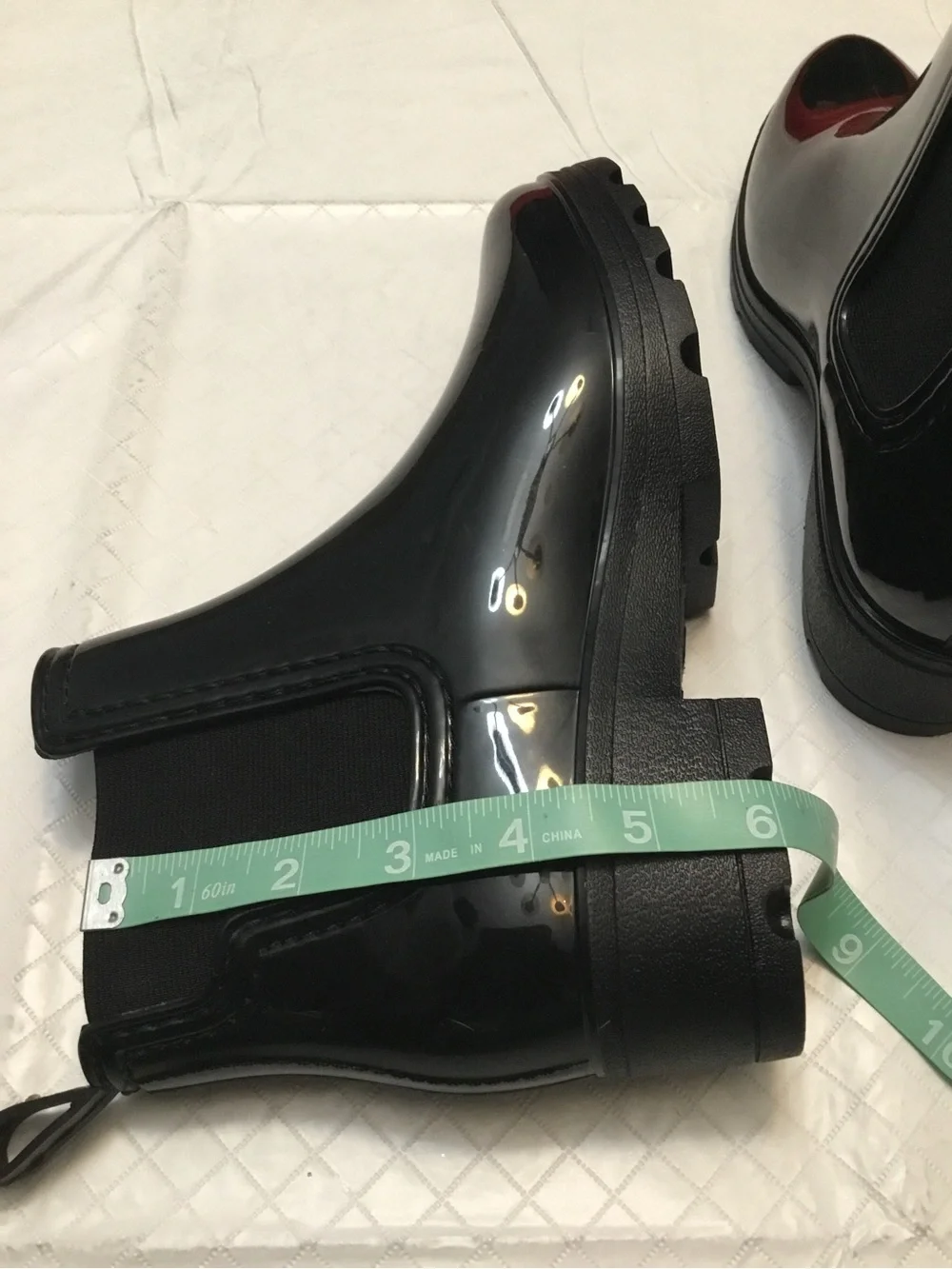 Lucky Brand Black Chelsea Rain Boots Slip-On Glossy Waterproof Size 7 New